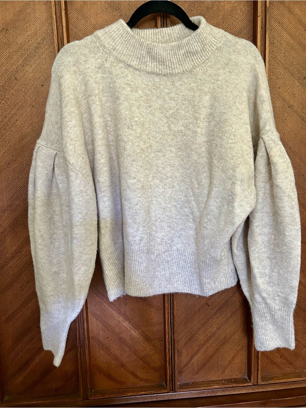 H&M Cream Mock Neck Balloon Sleeve Sweater